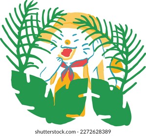 Cartoon Orange White Cat Forest Jungle Adventurer Eat Jam Bread 