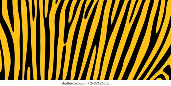 Cartoon orange or yellow safari zebra, line pattern. Zebra print, animal skin, tiger stripes sign. Africa, animal texture wave. jungle patroon. Tiger or zebra motifs, pattern
