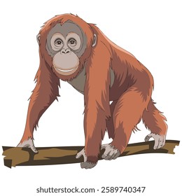 Cartoon Orangutan Vector Icon Ideal for Web and App Design