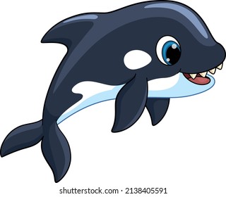 Cartoon orca. Cute arctic sea animal. Funny character