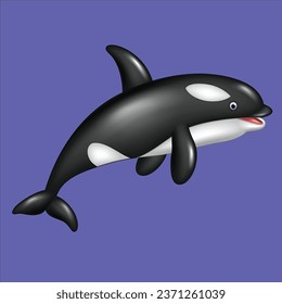 Cartoon orca isolated character design illustration