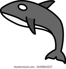 Cartoon Orca Whale Leaping Out of the Water