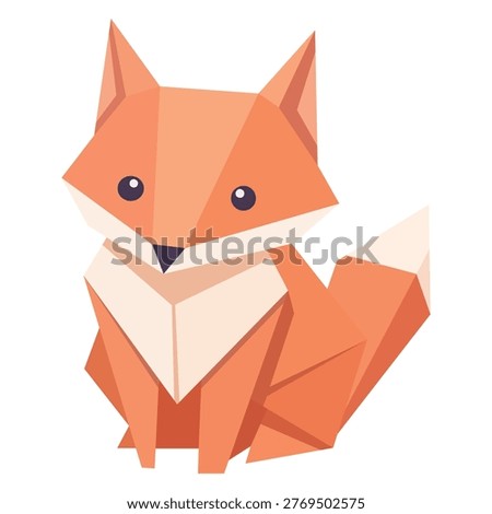 cartoon origami cute red fox