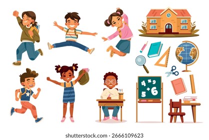 Conjunto de elementos originales de dibujos animados para Educación y vida académica