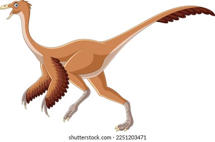 Cartoon ornithomimus on white background