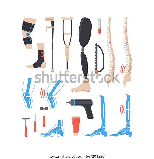 Cartoon Orthopedic Elements Set Medical Equipment Stock Vector (Royalty ...