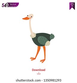 Cartoon ostrich animal vector