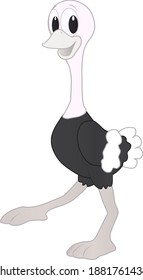 Cartoon an ostrich running to hang out with his friend on a sunny day to play and have fun
