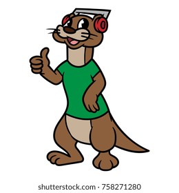 Cartoon Otter Character With Headphones