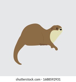Cartoon otter. Cute Cartoon otter, Vector illustration on a white background. Drawing for children.