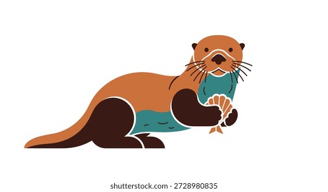 Cartoon otter holding a shell