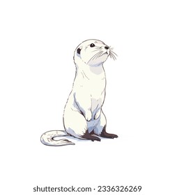 Cartoon otter isolated on white background. Vector illustration	