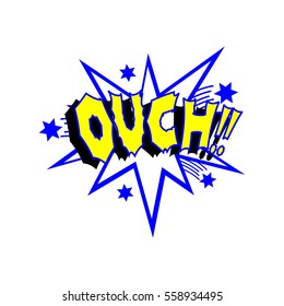 Cartoon ouch colorful text caption illustration