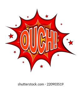 Cartoon OUCH! on a white background. Vector illustration.