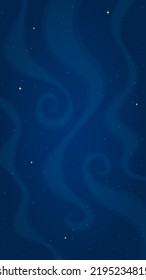 Cartoon outer space background vector illustration. Abstract shiny stars systems in outer space on vertical dark blue background for children space game or night sky graphic design concept.