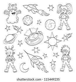 Cartoon outer space set 