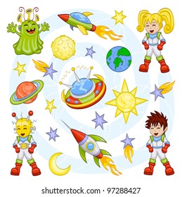 Cartoon outer space set