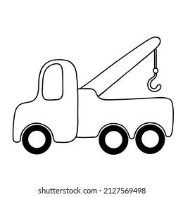 Cartoon Outline Car - Crane. Vector Illustration For Children Creativity, Coloring Page