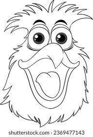 Cartoon outline of a cheerful chicken with a big smile