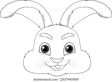A cartoon outline of a cute rabbit with long ears