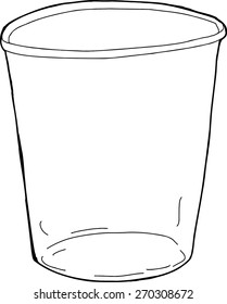 Cartoon outline of empty plastic cup over white