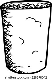 Cartoon outline garbage can over white background
