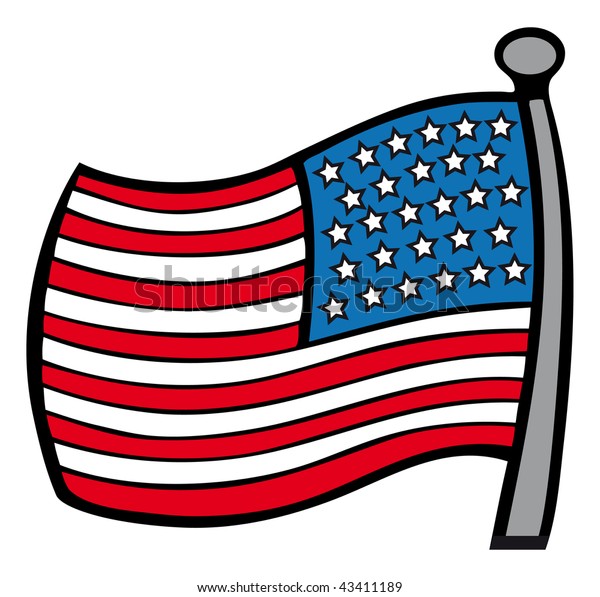 Download Cartoon Outline Vector Illustration American Flag Stock ...