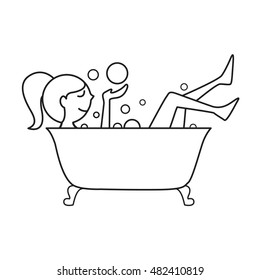 Vector Illustration Black Woman Taking Bath Stock Vector (Royalty Free ...