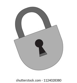Cartoon outlined illustration. Lock illustration with thin line black stroke