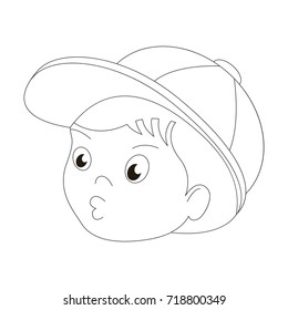 Cartoon outlined illustration with thin line black stroke