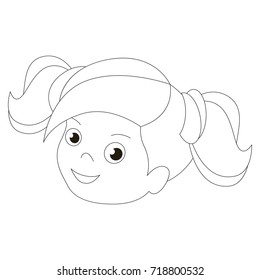 Cartoon outlined illustration with thin line black stroke