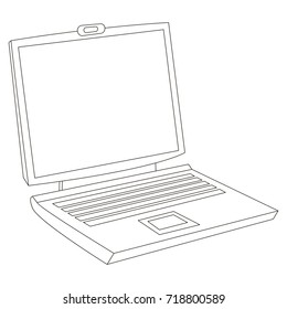 Cartoon outlined illustration with thin line black stroke