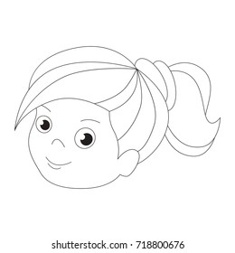 Cartoon outlined illustration with thin line black stroke