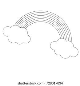 Desenho animado ilustração com traço preto linha fina. Arco-íris