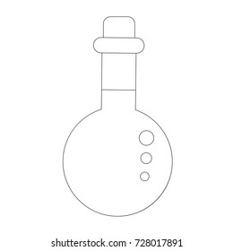 Cartoon outlined illustration with thin line black stroke. Glass Tube Vial