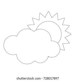 Cartoon outlined illustration with thin line black stroke. Cloudy