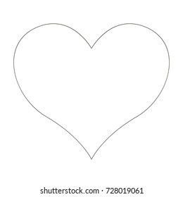 Cartoon outlined illustration with thin line black stroke. Heart