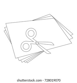 Cartoon outlined illustration with thin line black stroke. Applique Game