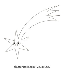 Cartoon outlined space illustration with thin line black stroke