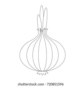 Cartoon outlined vegetable illustration with thin line black stroke
