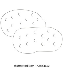 Cartoon outlined vegetable illustration with thin line black stroke