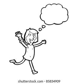 cartoon over excited woman