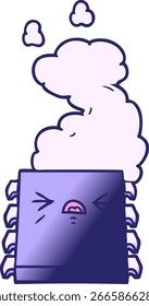 Chip de computadora de sobrecalentamiento de dibujos animados en color neón brillante