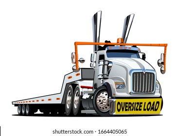 Cartoon oversize load transporter truck isolated on white background. Available EPS-10 vector format separated by groups and layers for easy edit