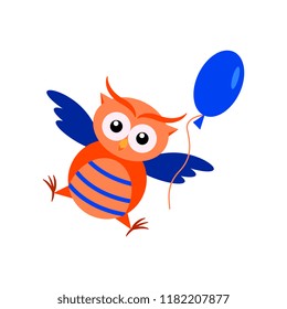 Cartoon owl with balloon. Element for kids design