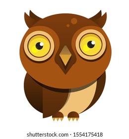 Cartoon Owl With Big Eyes Vector Illustration For Kids Wildlife