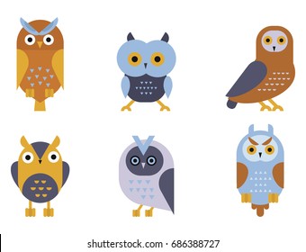 Cartoon owl bird cute character symbol sleep sweet owlet vector illustration.