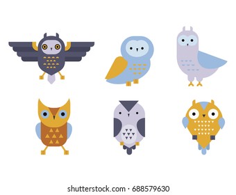 Cartoon owl bird cute character symbol sleep sweet owlet vector illustration.