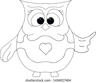 Cartoon owl black and white