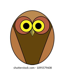 cartoon owl of brown color on a white background